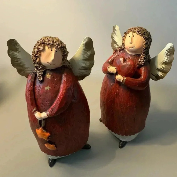 Set Of 2 Vintage 90s Christmas Holiday Charming Angel Figurines New In Box 6” - Picture 3 of 9